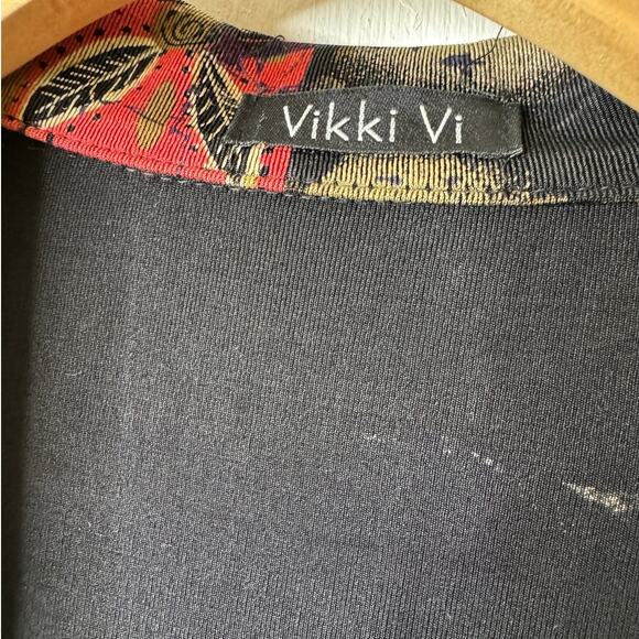 Vikki Vi Plus 2X Brown Multi Patchwork Open-front Collared Jacket - Picture 6 of 11